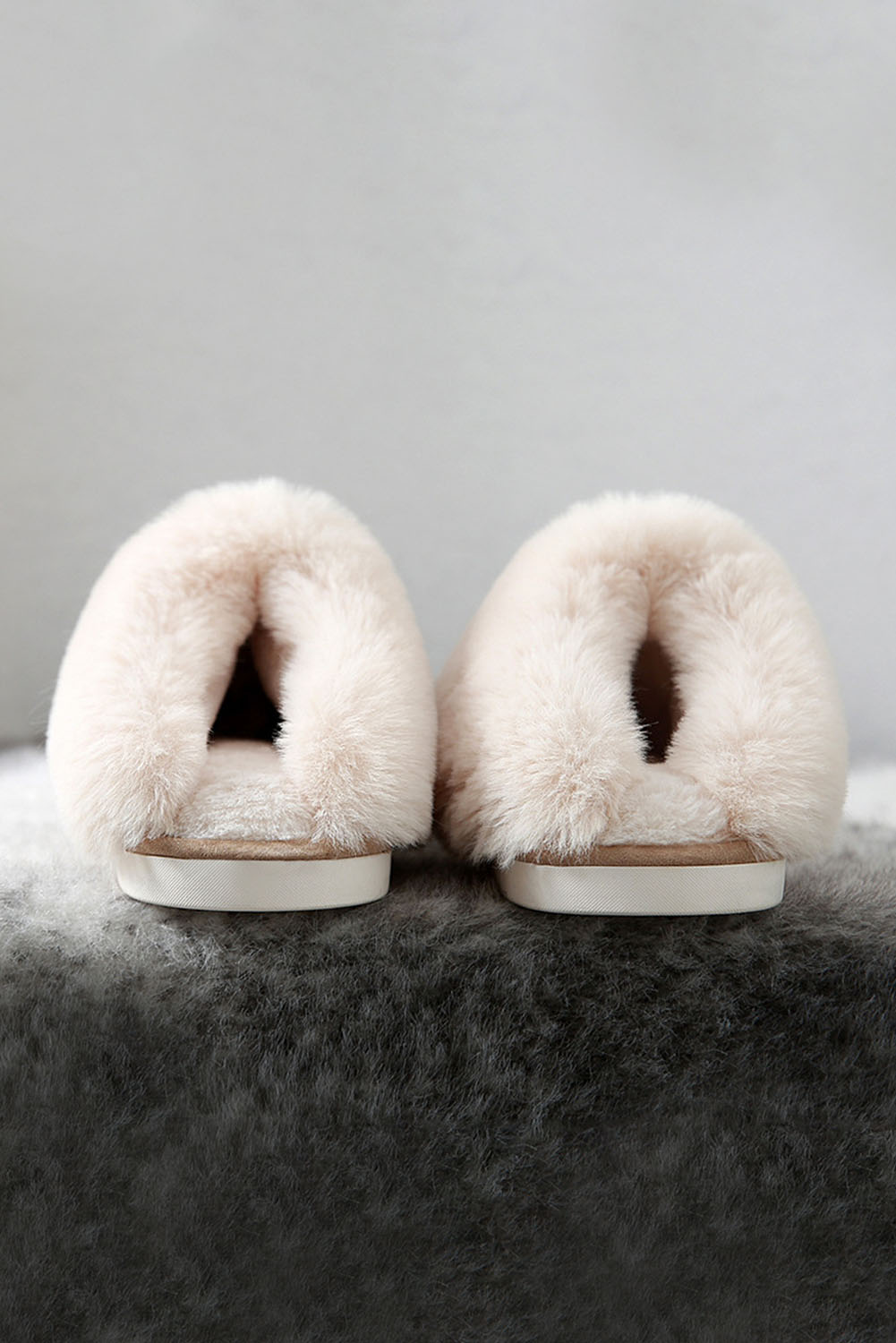 Khaki Cut and Sew Faux Suede Plush Lined Slippers - Image 5