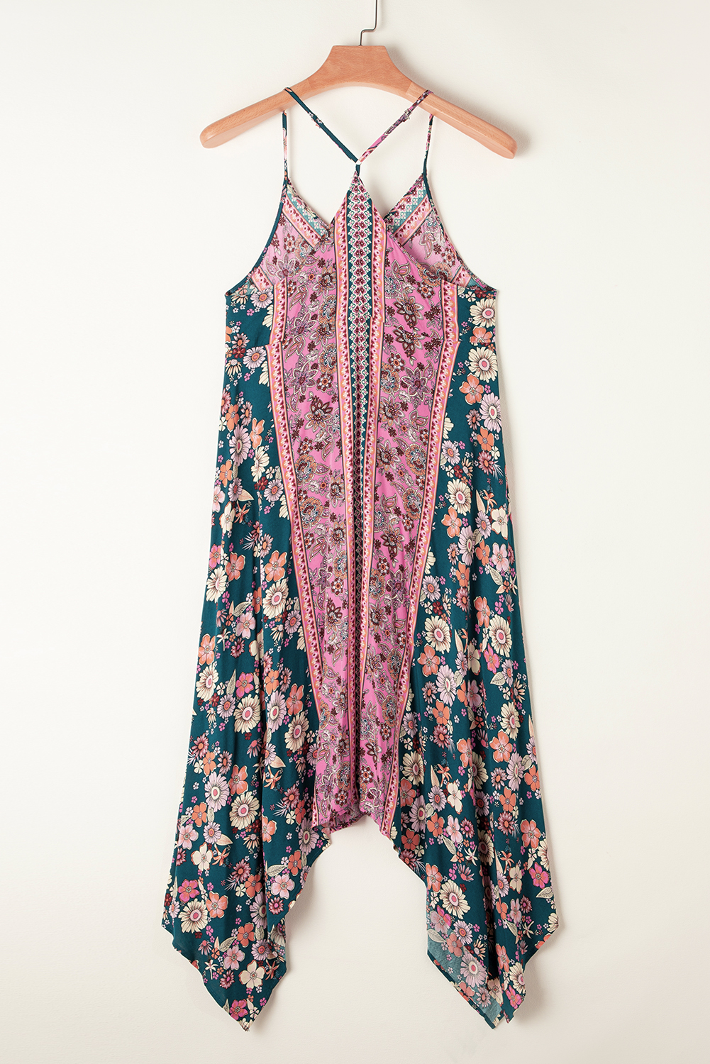 Pink Bohemian Floral Patchwork Print Long Sundress - Image 7