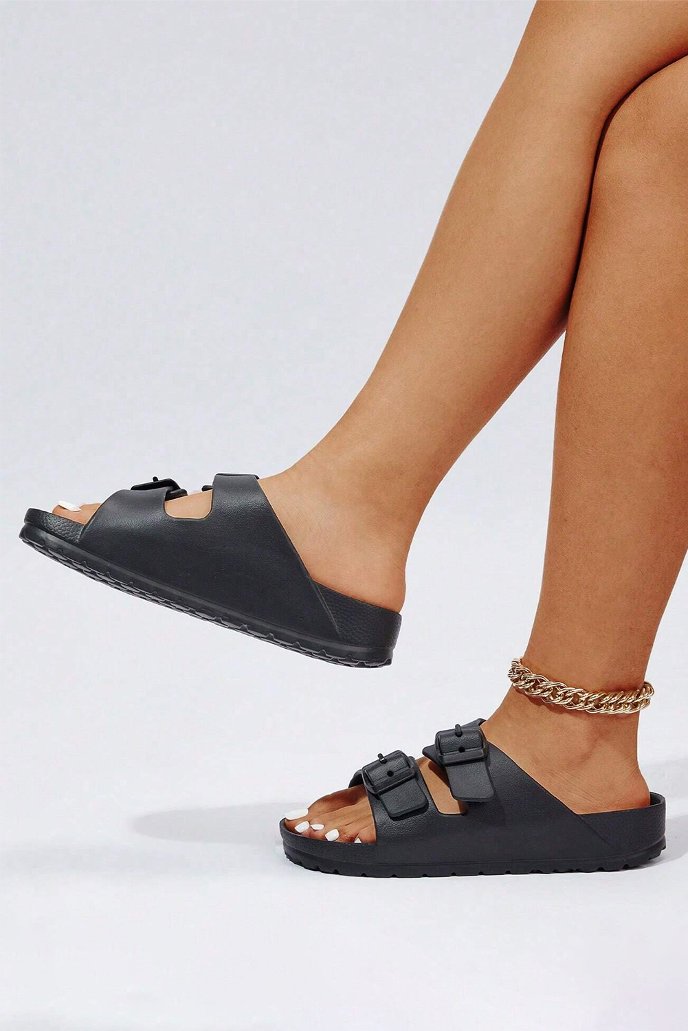 Black Double-buckle EVA Slippers - Image 7