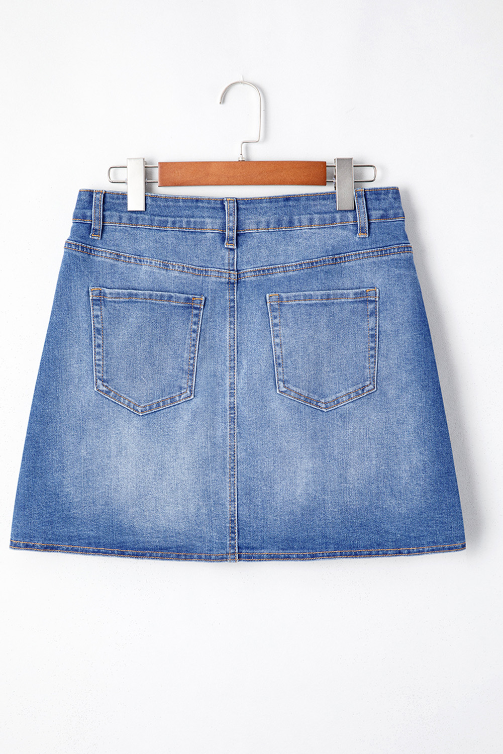 Ashleigh Blue Wrapped Crossed Waist Denim Mini Skirt - Image 4