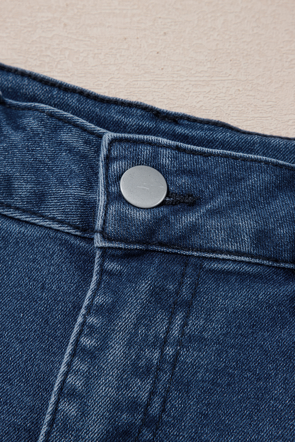 Sail Blue Scalloped Hemline Acid Wash High Waist Denim Shorts - Image 7