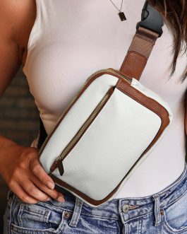 White Adjustable Strap Mini PU Leather Crossbody Bag