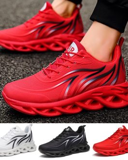 Men's Flame Printed Sneakers Flying Weave Sports Shoes