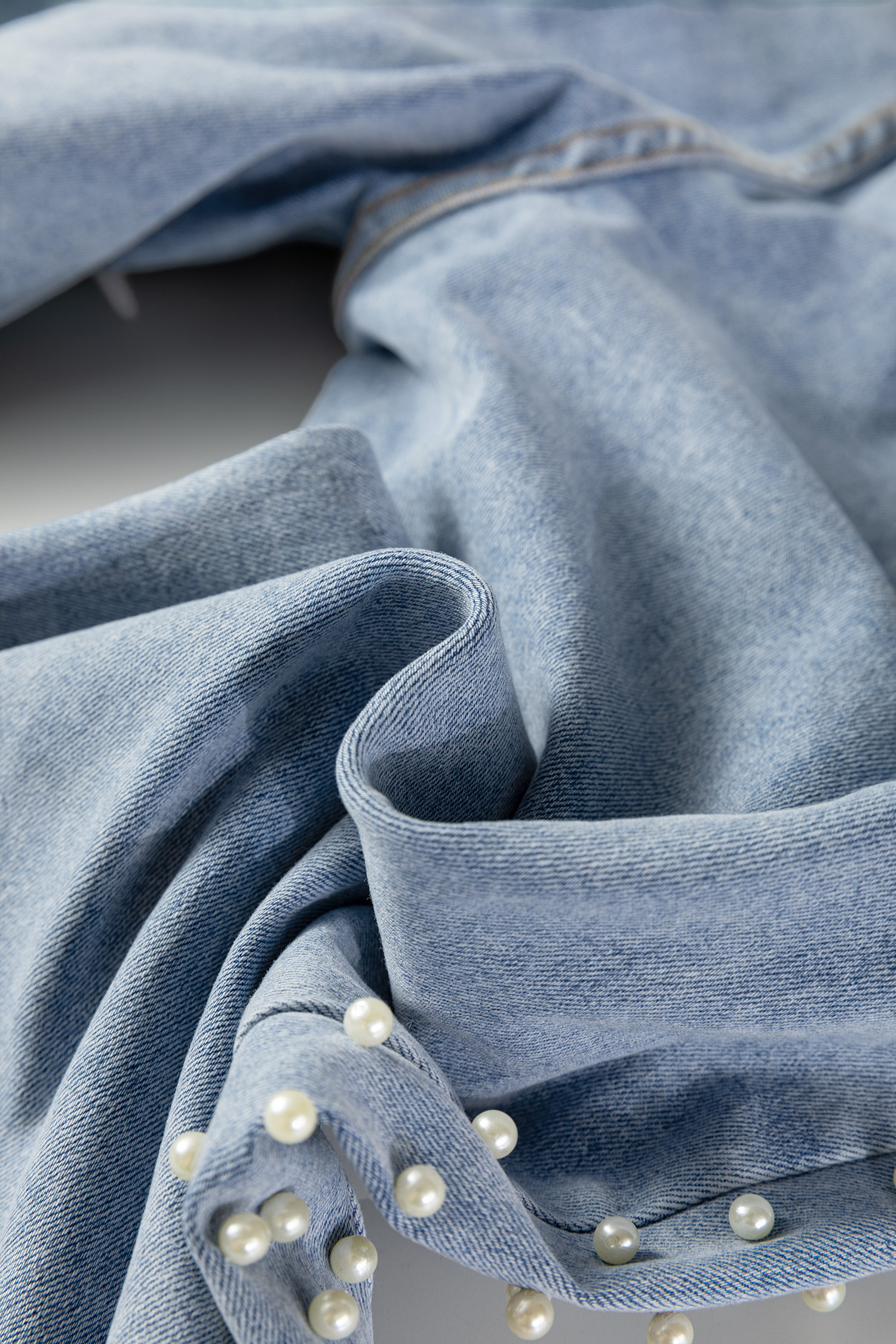 Beau Blue Mid Rise Pearl Embellished Split Wide Leg Jeans - Image 12