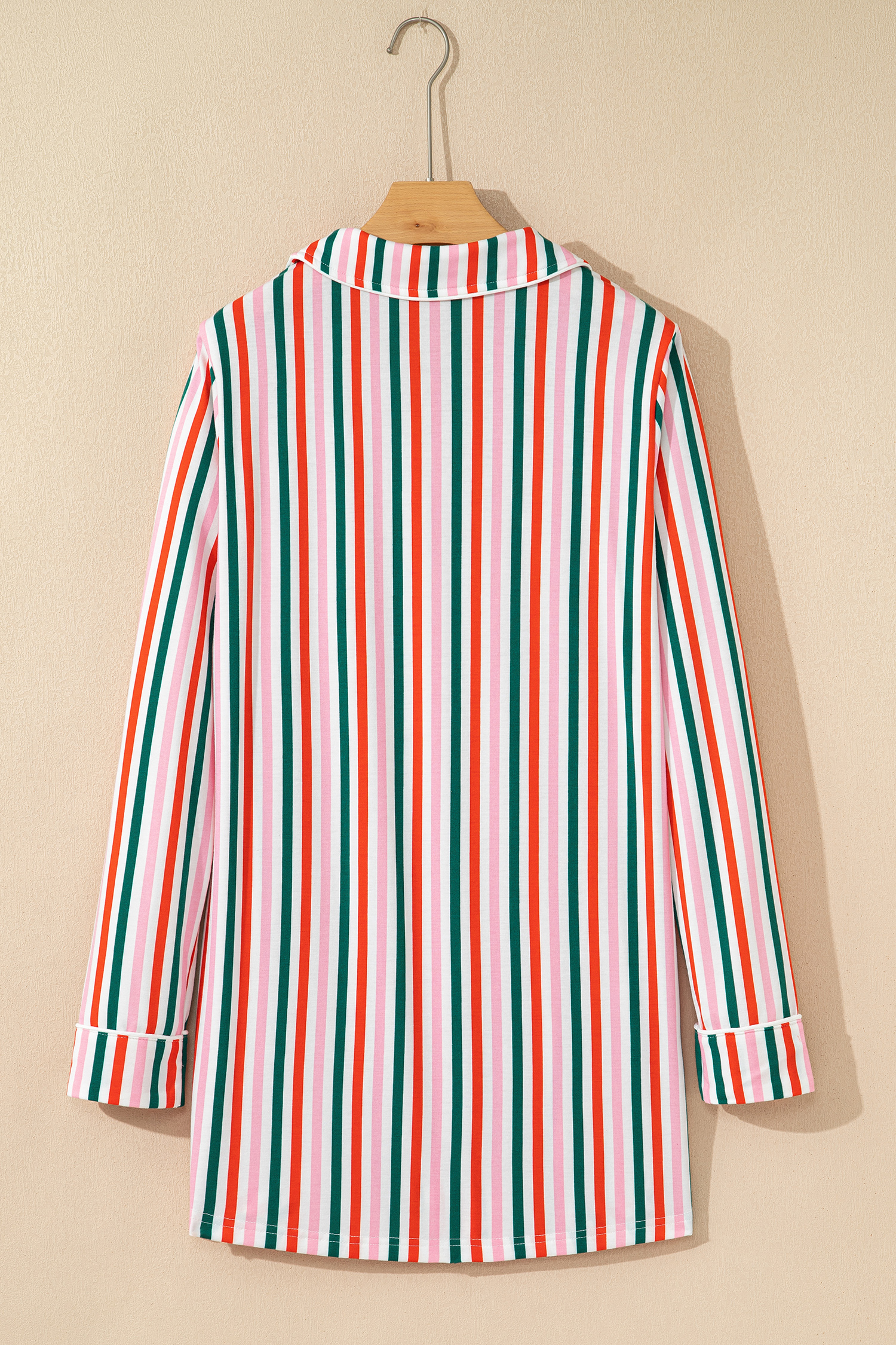 Pink Stripe Christmas Long Sleeve Shirt Style Lounge Dress - Image 8