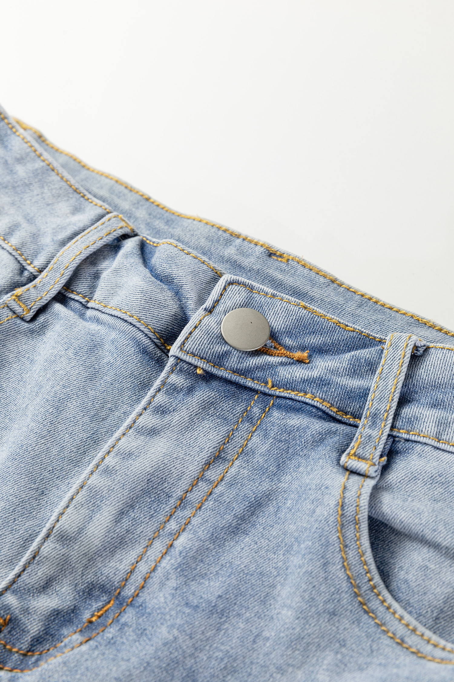 Beau Blue Mid Rise Pearl Embellished Split Wide Leg Jeans - Image 9