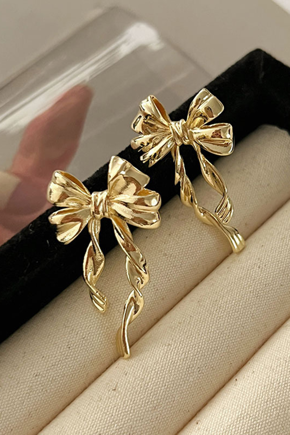 Gold Bow Knot Plated Alloy Stud Earrings - Image 4