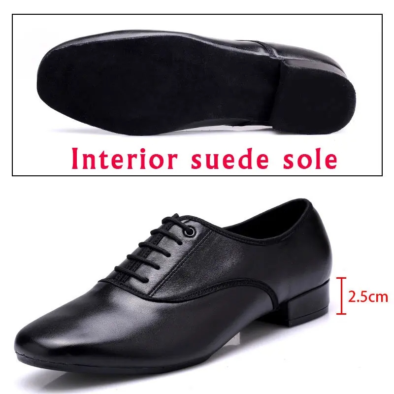 Large Size Men's Salsa Latin Ballroom Dancing Shoes Closed Toes Men Tango Jazz Shoes Cowhide Black Boy Male Dance Sneakers 38-49 - Image 3