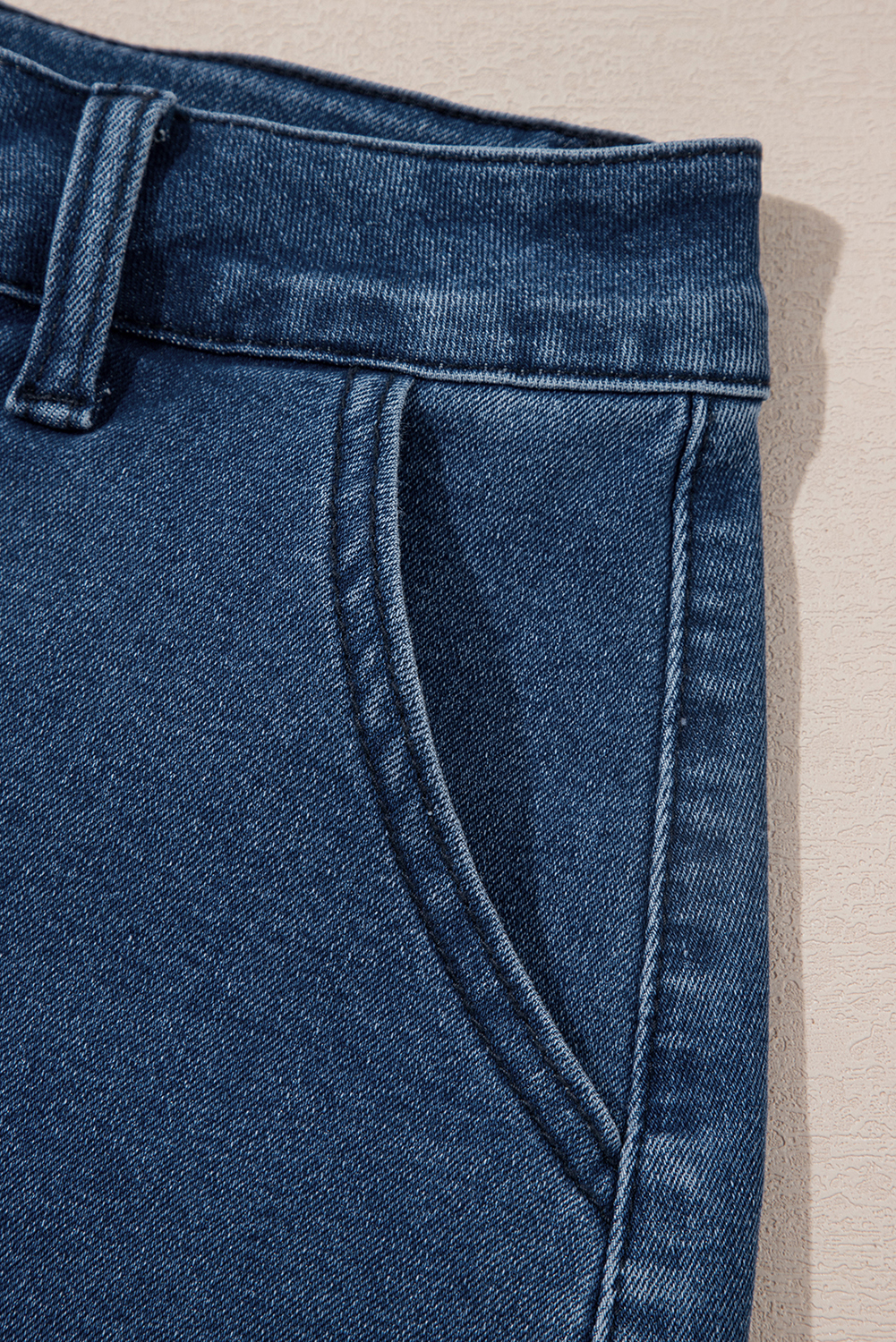 Sail Blue Scalloped Hemline Acid Wash High Waist Denim Shorts - Image 8