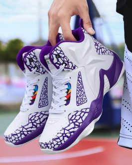 Sneakers Fashion Leather Basketball Shoes Men Comfortable Casual Sports Trainers Non-slip Wear-resisitant