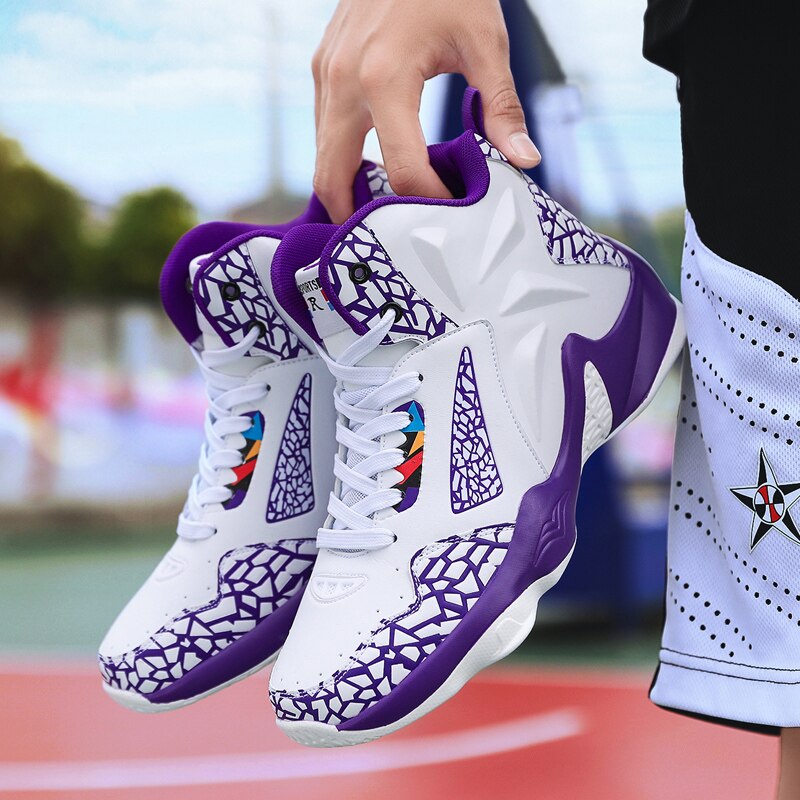 Sneakers Fashion Leather Basketball Shoes Men Comfortable Casual Sports Trainers Non-slip Wear-resisitant