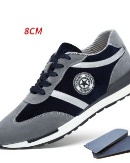 Men's Sports Casual Shoes Korean Style Men's Shoes Hidden Internal Height Increase 8CM Suede Vintage Running Shoes Men