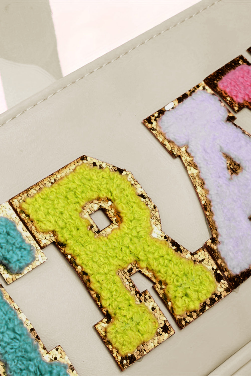 Parchment TRAVEL Chenille Letter Clear PVC Makeup Bag - Image 4