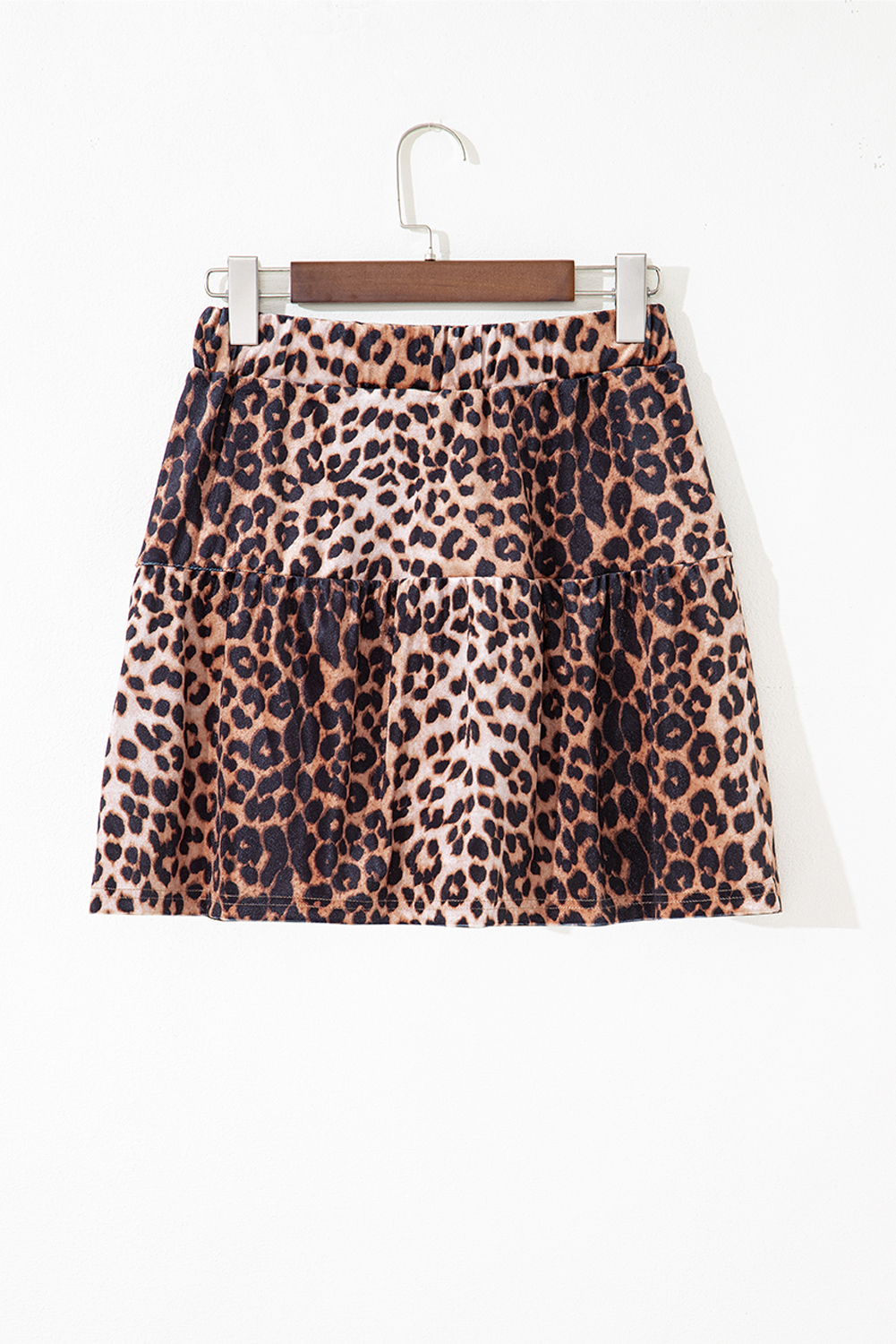 Brown Leopard Tiered Patchwork Hot Mini Skirt - Image 4