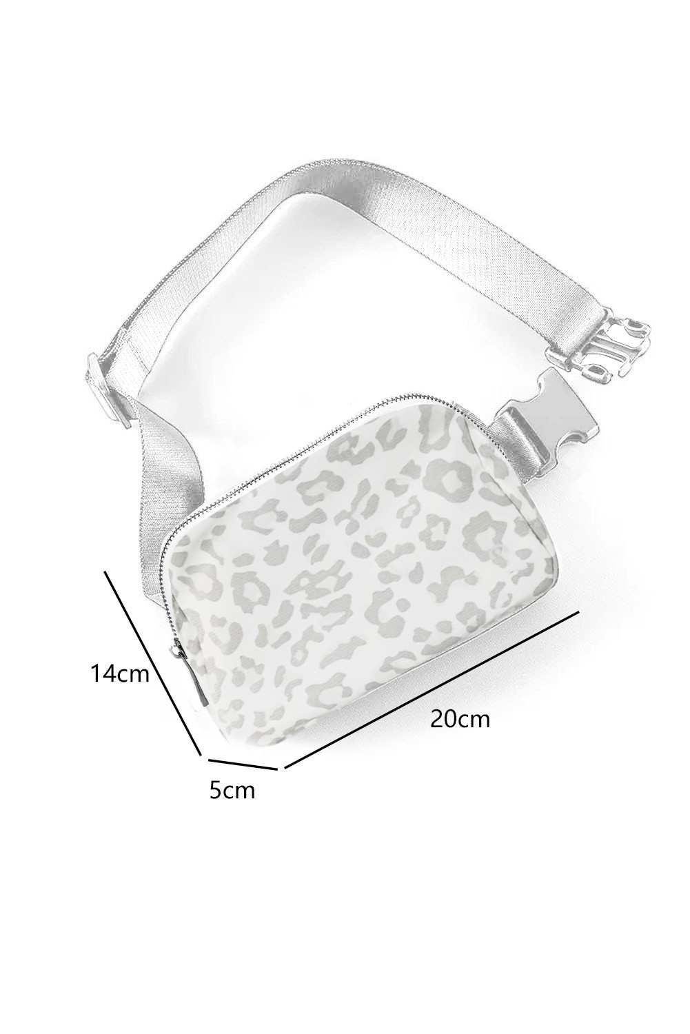 White Leopard Print Buckle Canvas Chest Bag 20*5*14cm - Image 7