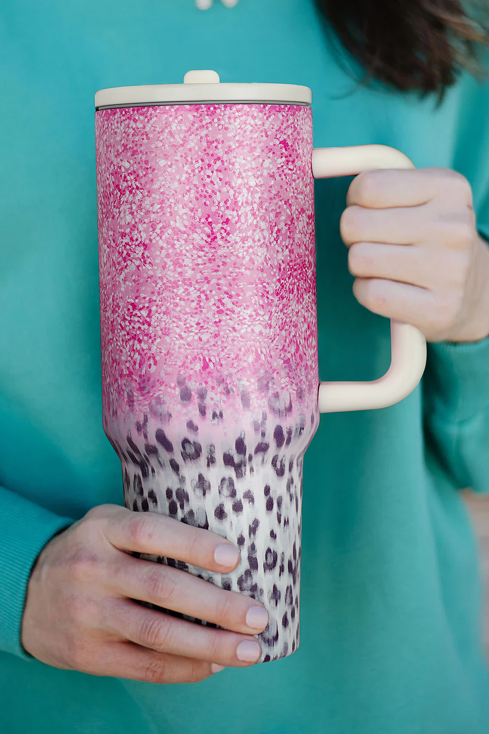 Pink Leopard Gradient 40oz Stainless Steel Thermos Travel Cup - Image 2