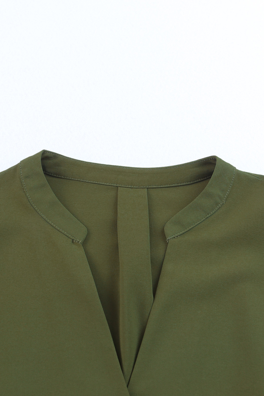 Green Split V Neck Ruffled Sleeves Shirt Dress - Image 8