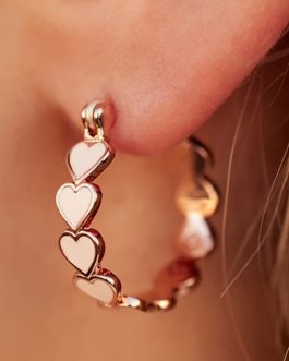 White Heart Shape Plated Alloy Small Hook Earrings