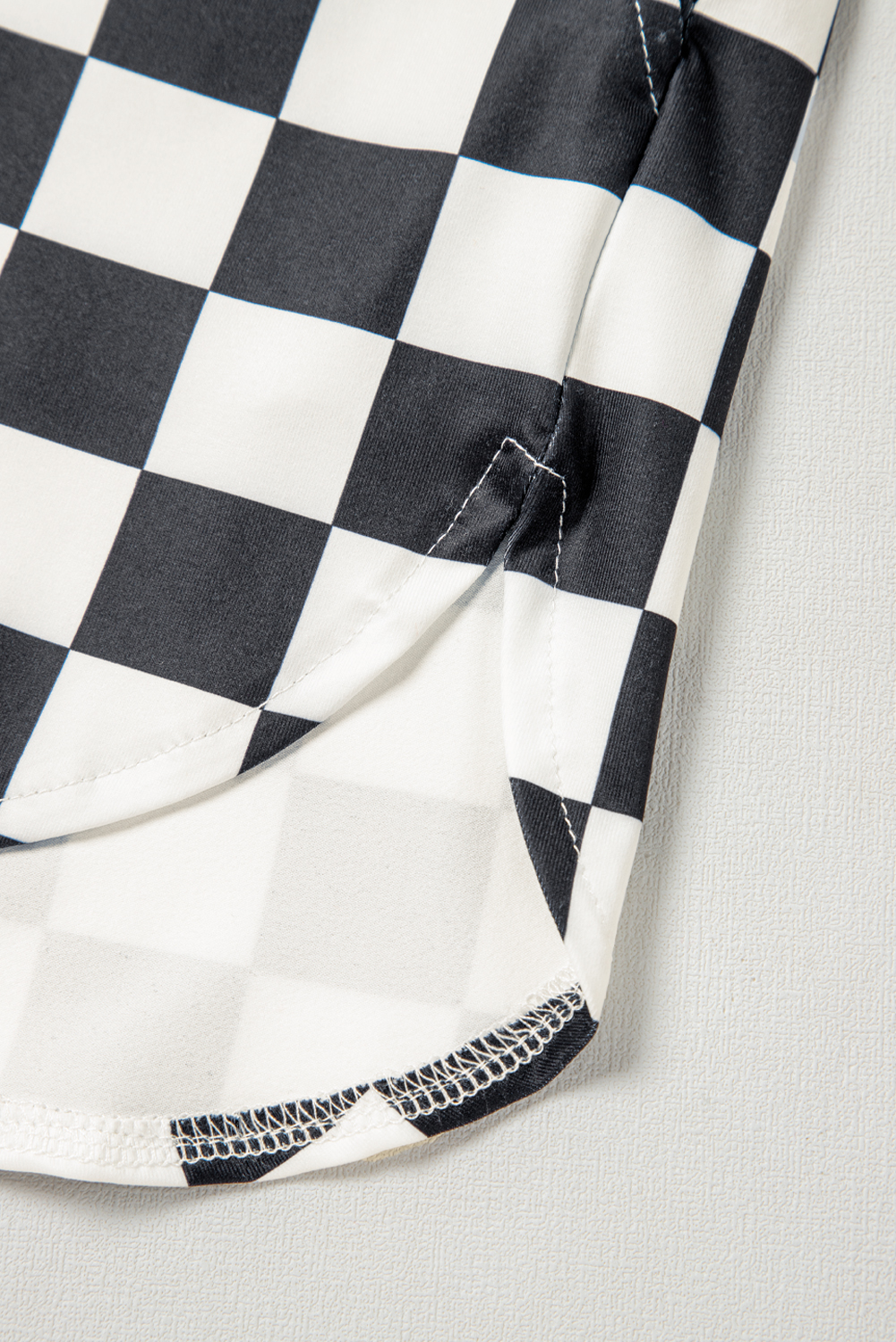 Black Checkered Print High Waist Casual Shorts - Image 7