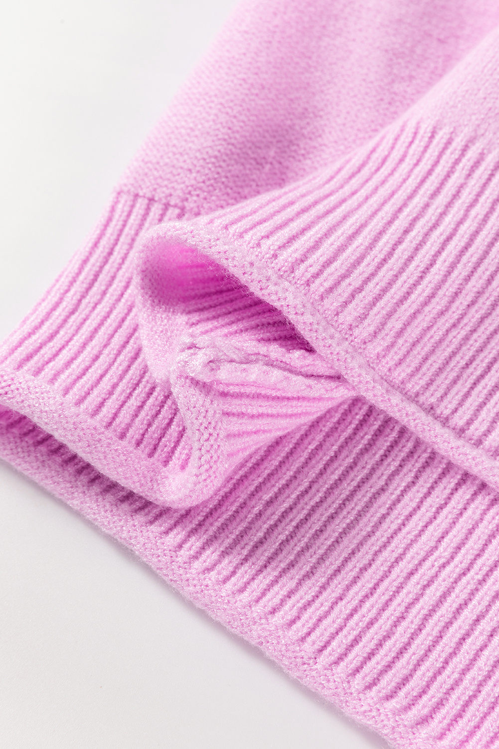 Pink Raw Edge Ribbed Detail Drop Shoulder Sweater - Image 8