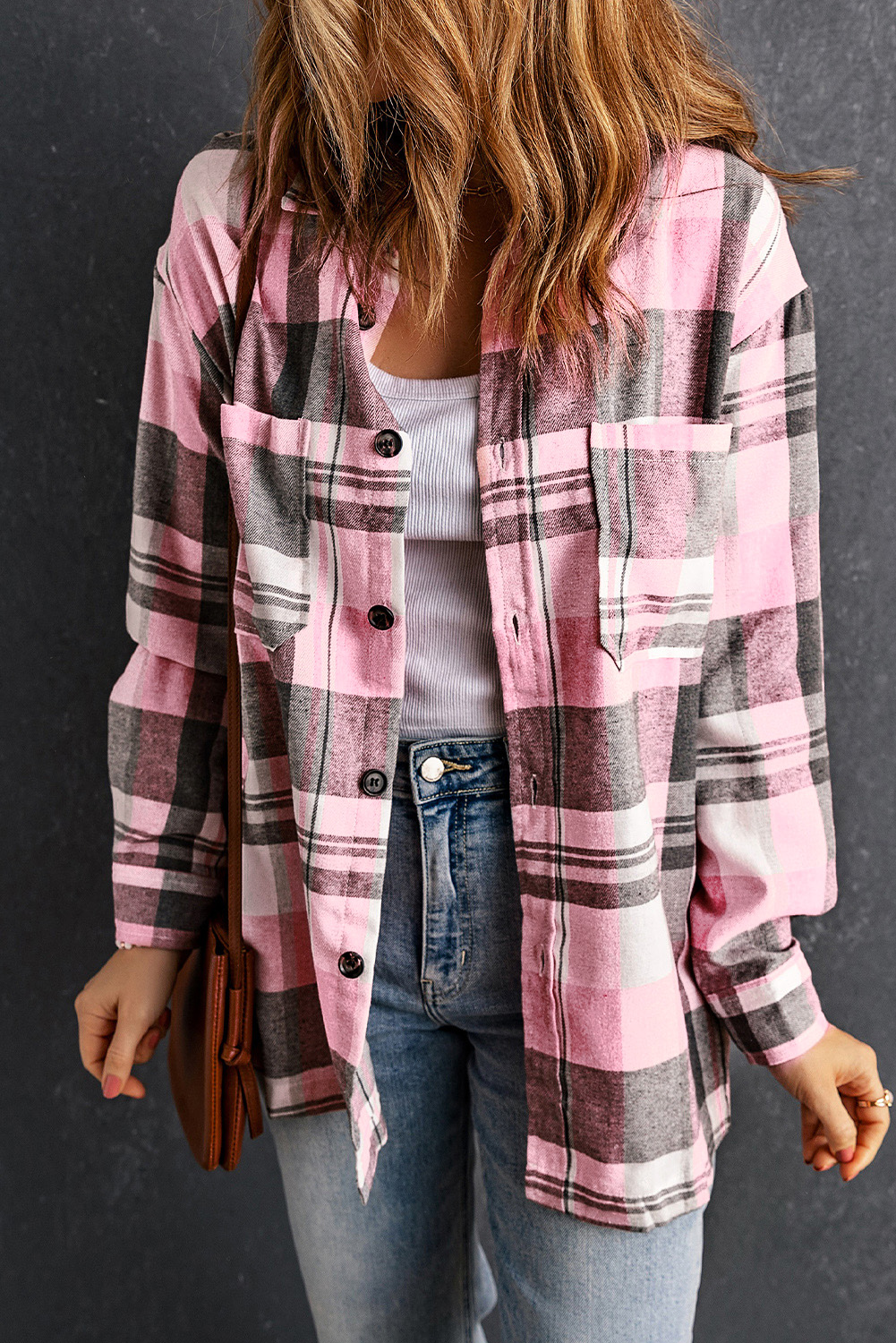 Pink Plaid Button Up Patch Pocket Shirt - Image 5