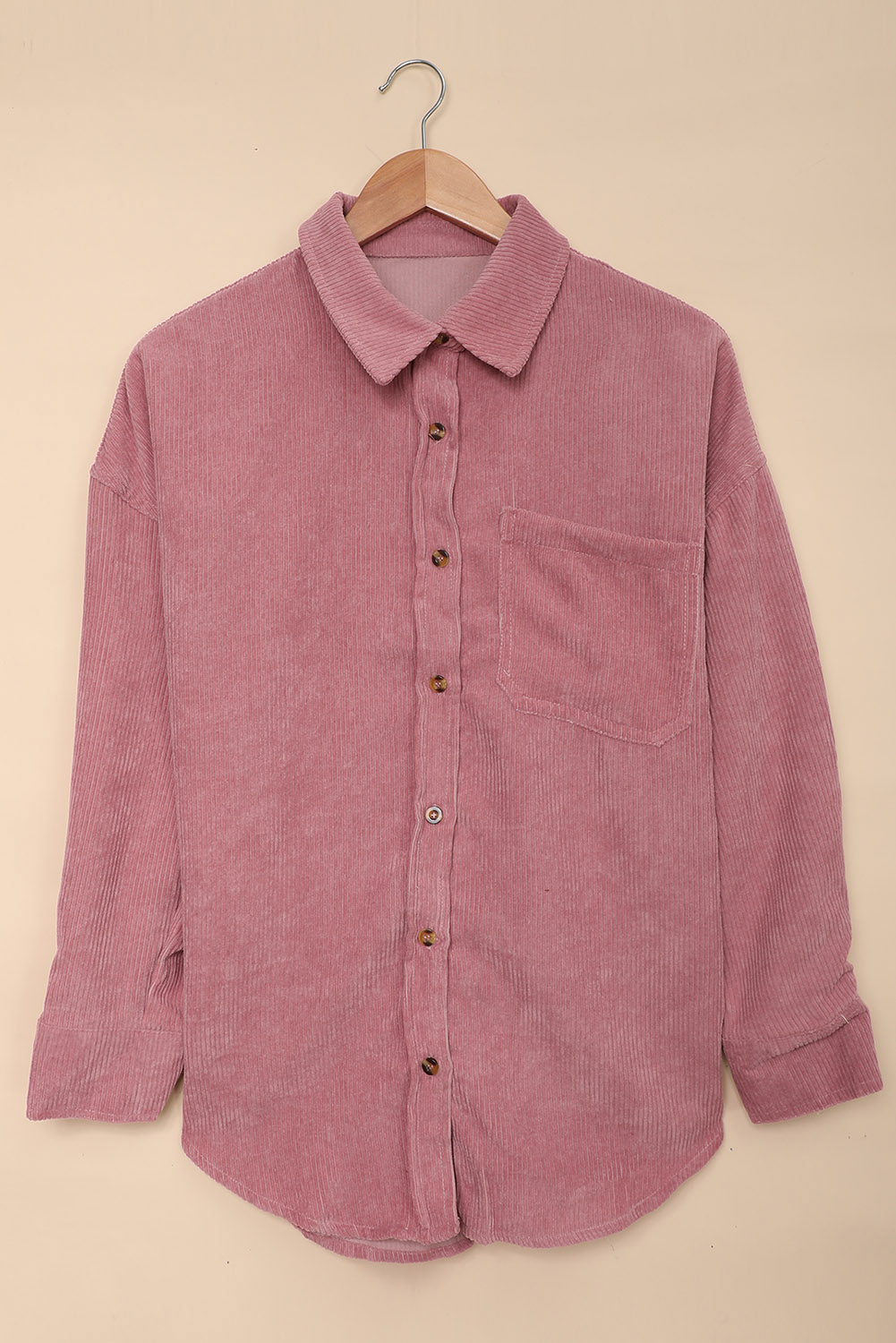 Pink Corduroy Button Pocket Shirt - Image 7