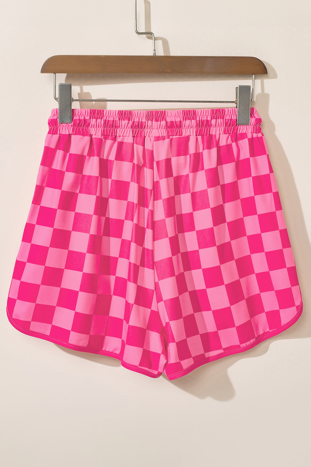 Rose Checkered Drawstring Elastic Waist Casual Shorts - Image 8