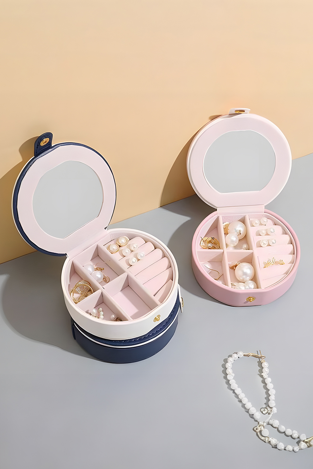 Light Pink Jewelry Organizer Cases with Mirror - Image 4