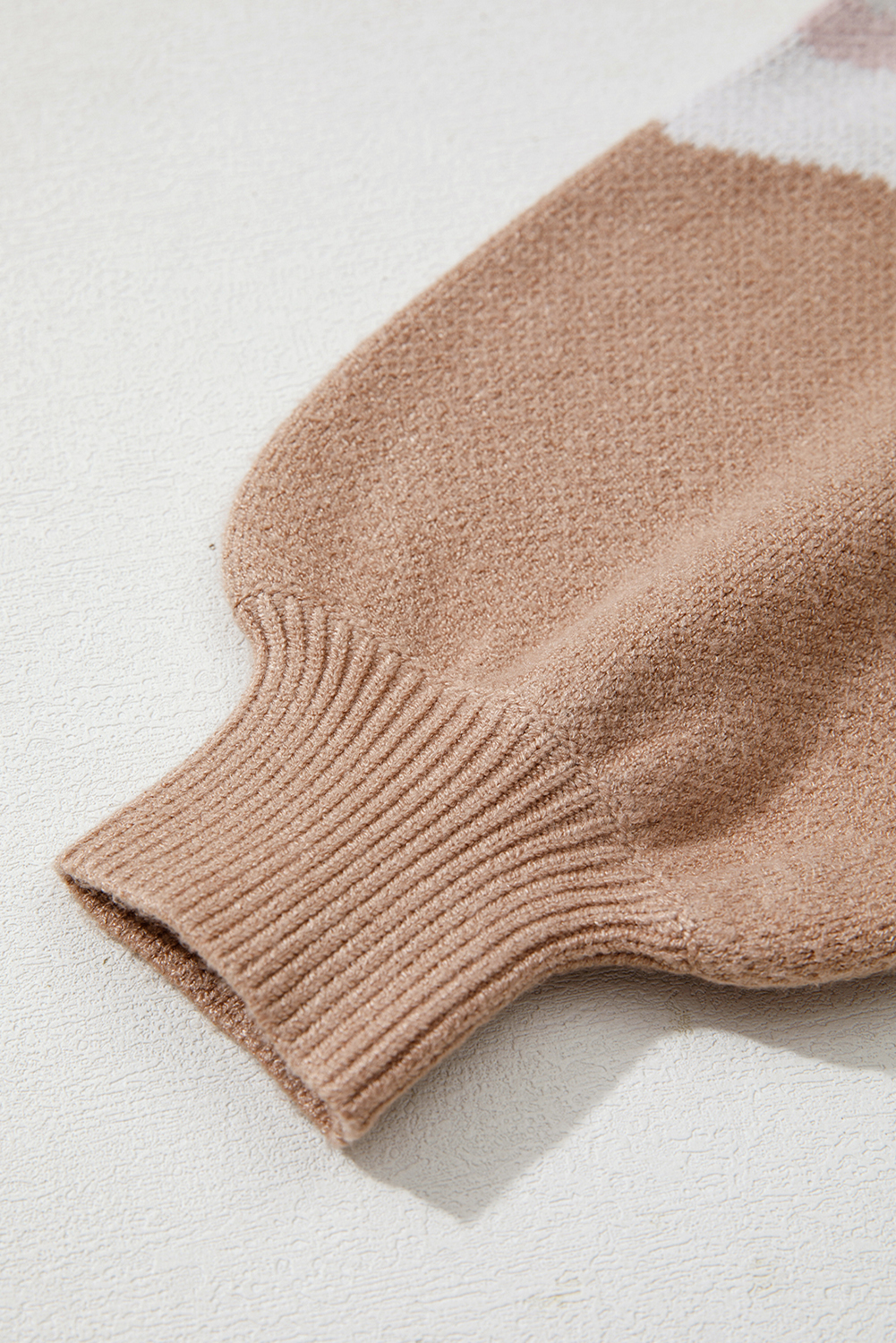 Straw Yellow Leopard Color Block Knit Round Neck Baggy Sweater - Image 6