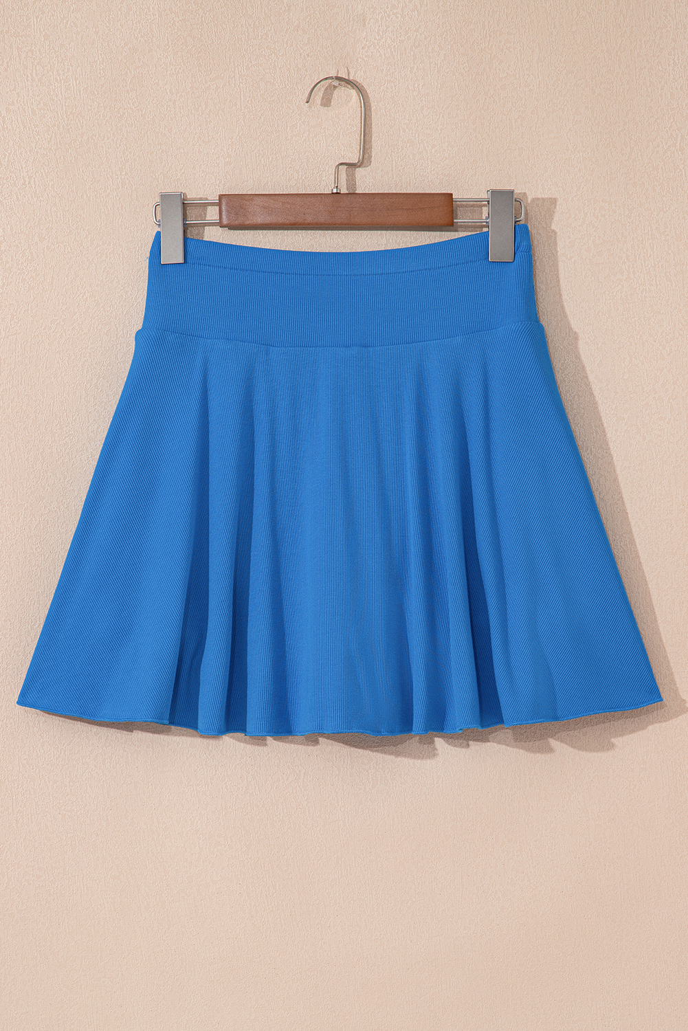 Blue A-line Draped High Waist Phone Pocket Lined Skort - Image 7