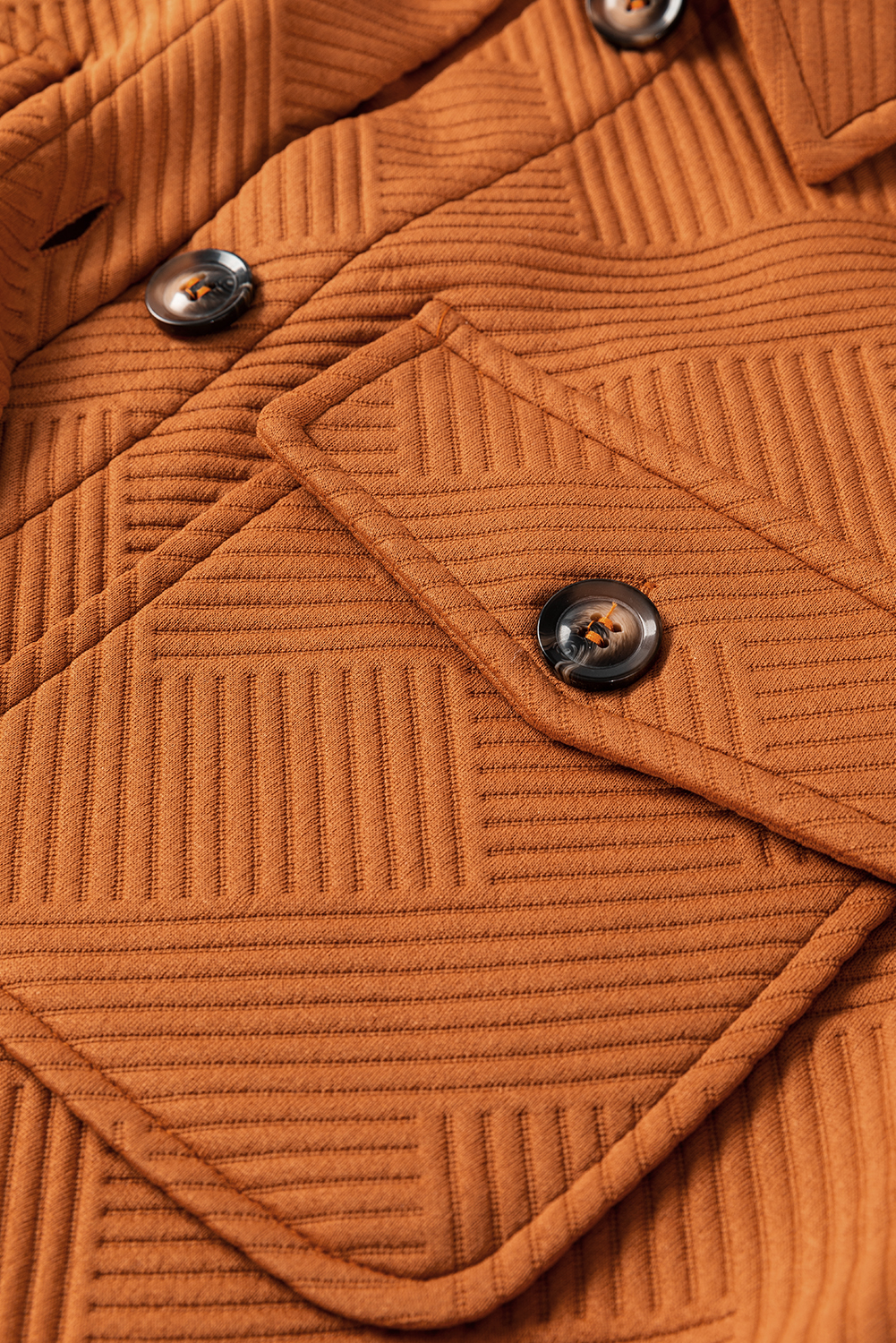 Gold Flame Textured Collared Drop Shoulder Buttoned Front Duster Coat - Image 6