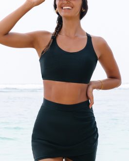 Black Crossover Bikini Tank and Skort Swimwear
