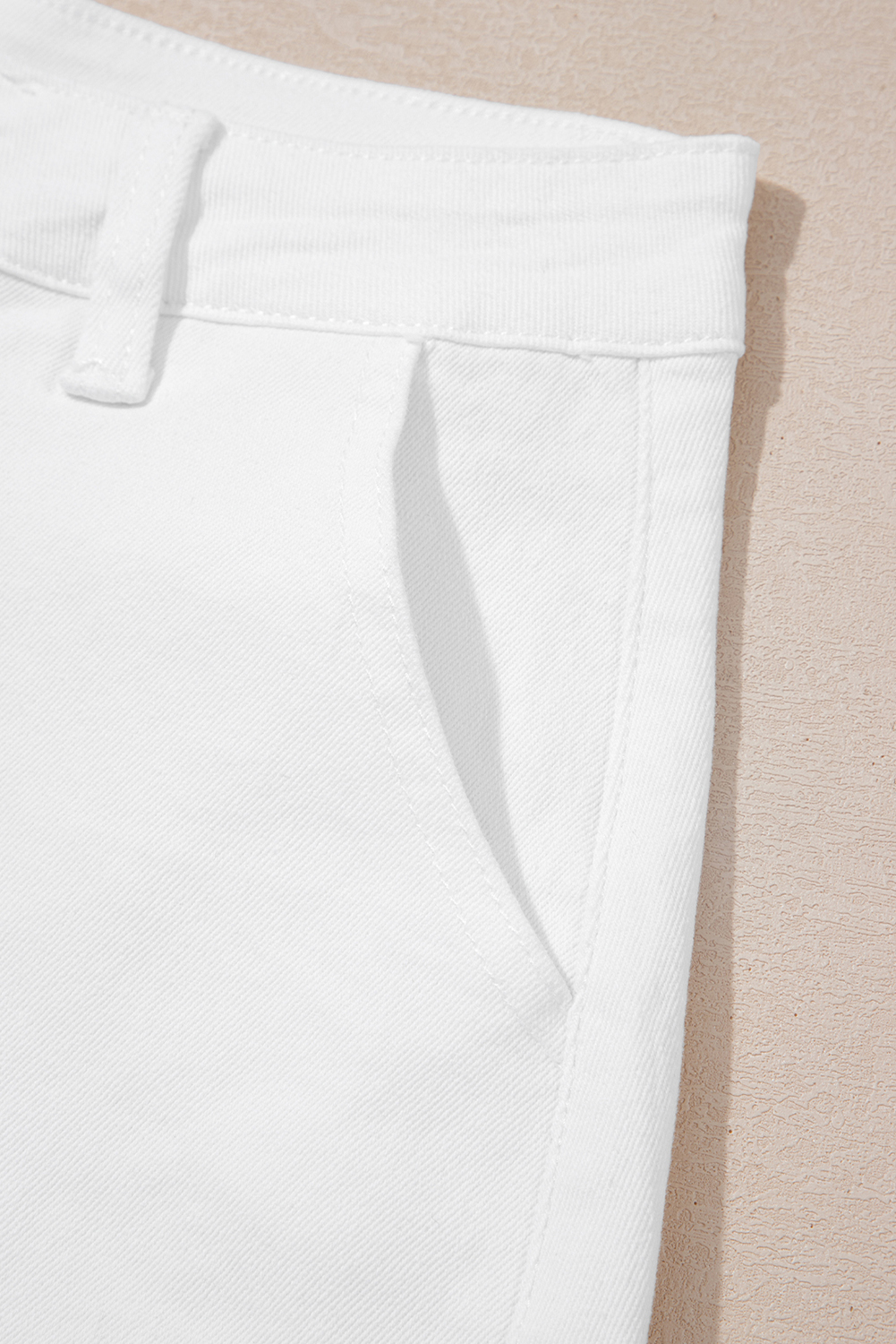 White Scalloped Hemline Acid Wash High Waist Denim Shorts - Image 7