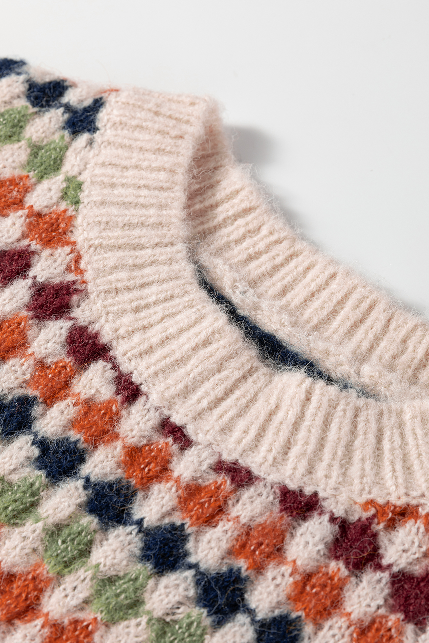 Multicolour Dotty Striped Pattern Knit Drop Shoulder Sweater - Image 3