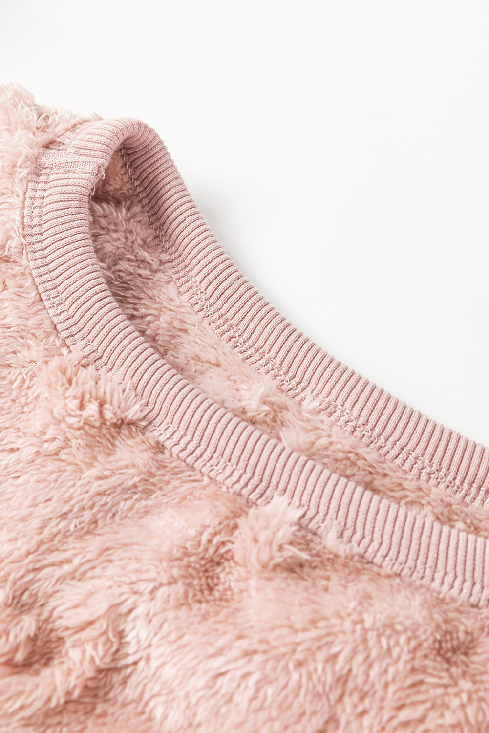 Light Pink Textured Leopard Fleece Loose Two Piece Lounge Set - Image 8