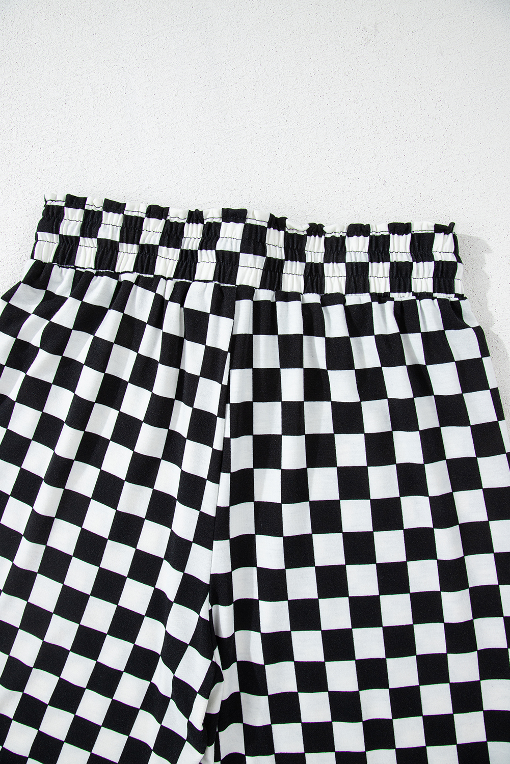 Black Checkered Print Long Sleeve Top and Pants Lounge Set - Image 5