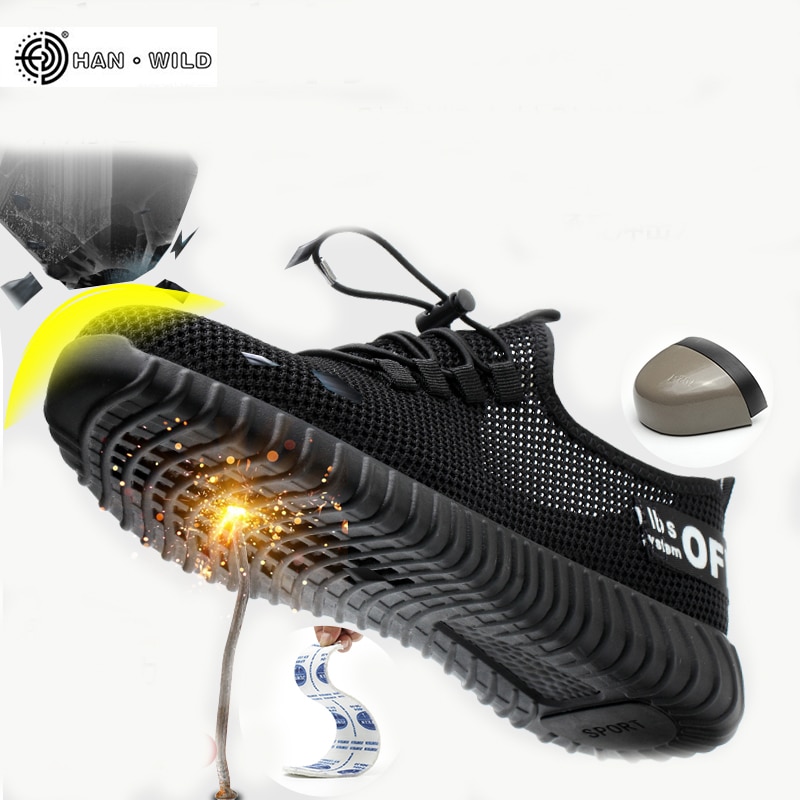Men's Breathable Work Safety Shoes Men Outdoor Anti-slip Steel Puncture Proof Construction Safety Boots Shoes