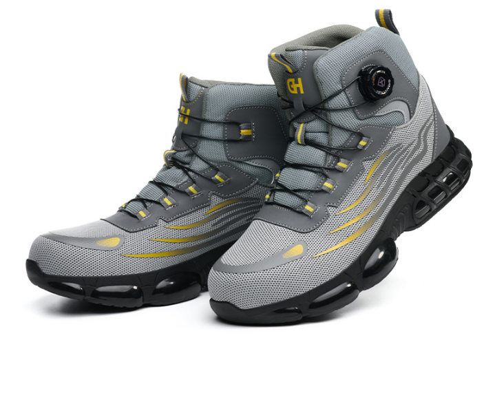 Safety Work Shoes for Men Summer Mesh Breathable Anti-Slip Rotating Buckle No-Tie Labor Protection Shoe - Image 5