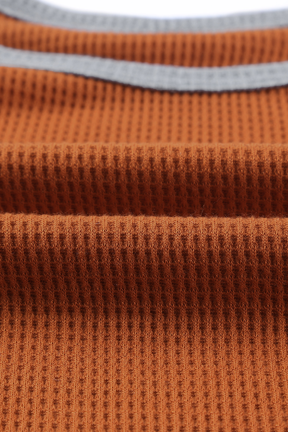 Brown Waffle Knit Leopard Patchwork Long Sleeve Dress - Image 7