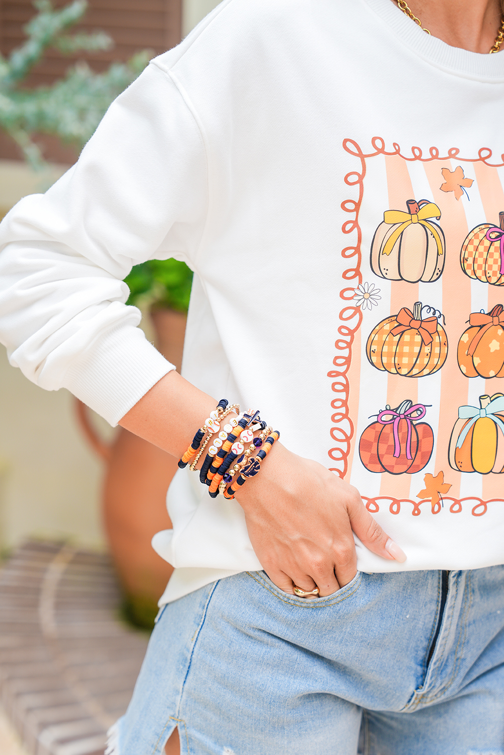 Russet Orange 7pcs Game Day Football Stackable Bracelet Set - Image 7