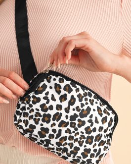 White Cheetah Print Multi Interlayer Zipped Crossbody Bag