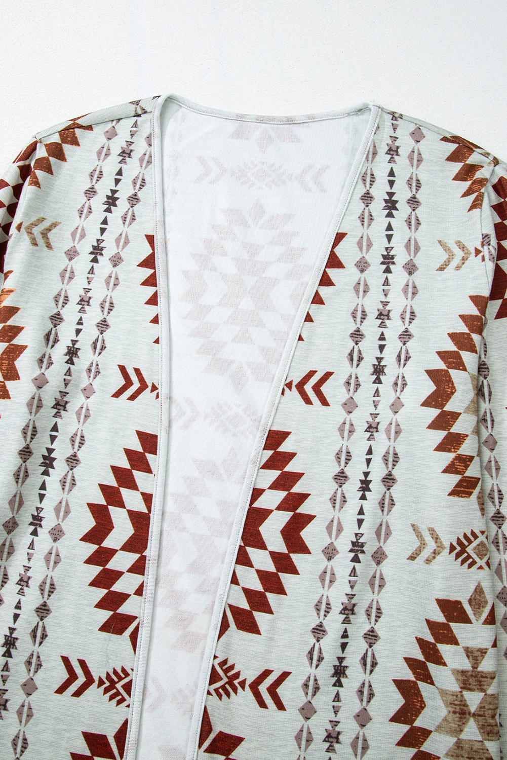 Brown Western Aztec Printed Open Front Long Cardigan - Image 6
