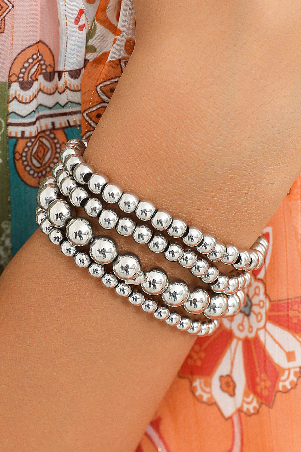 White Multi Layered Beaded Bracelet - Image 2