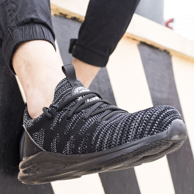 men safety shoes steel toe cap breathable women work boots sneakers casual male shoes - Image 2