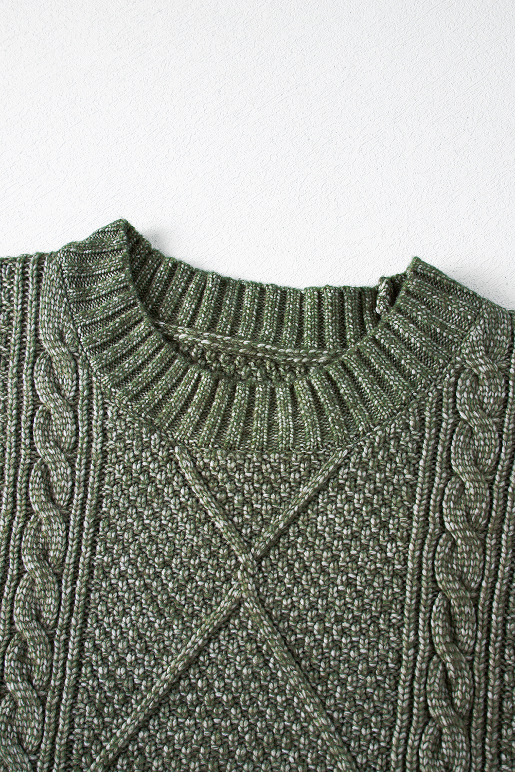 Mist Green Cable Knit Drop Shoulder Loose Fit Sweater Dress - Image 8