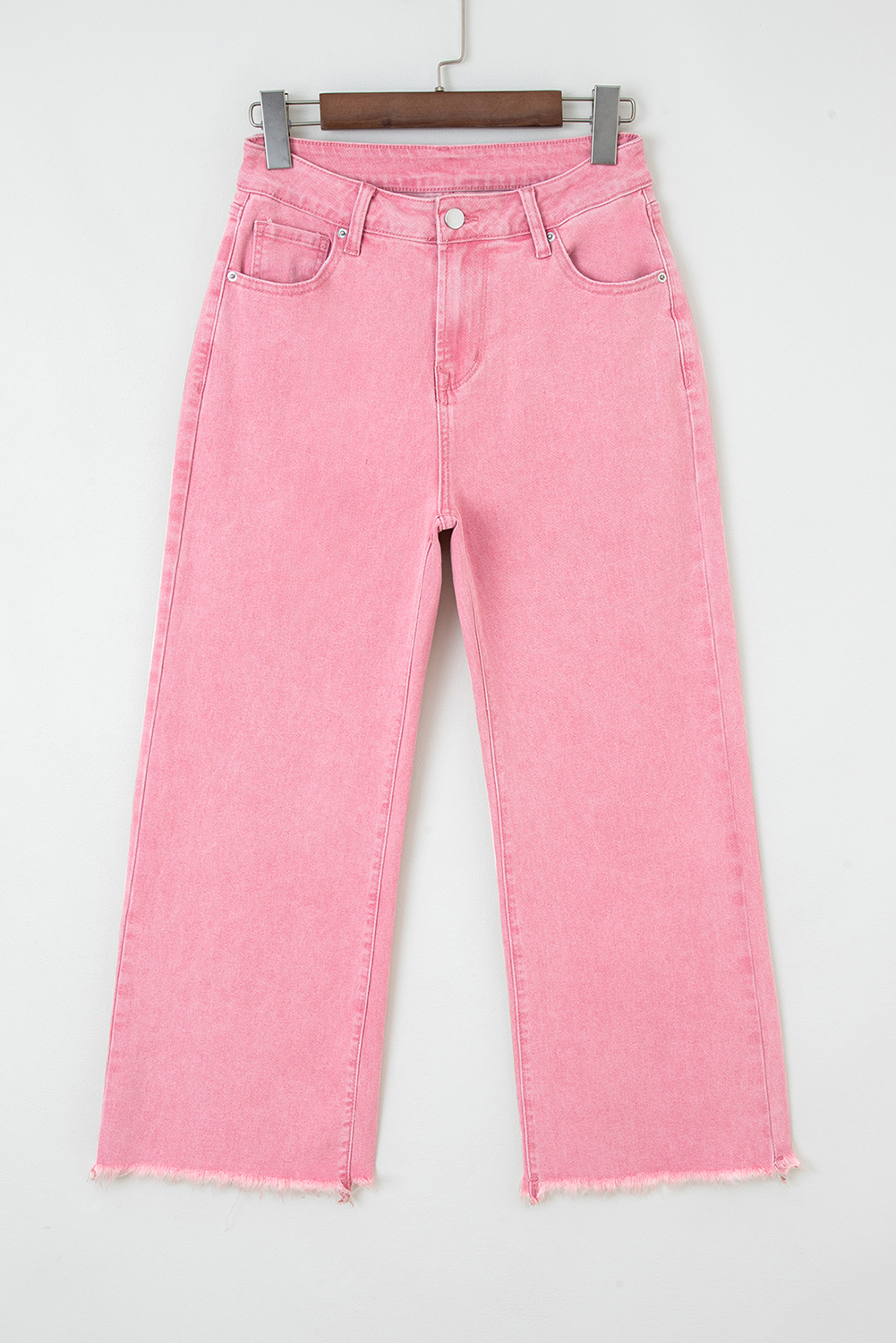 Peach Blossom Acid Washed High Rise Cropped Wide Leg Jeans - Image 3