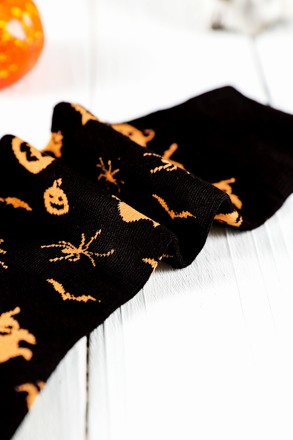 Black Spooky Season Halloween Element Print Socks - Image 4