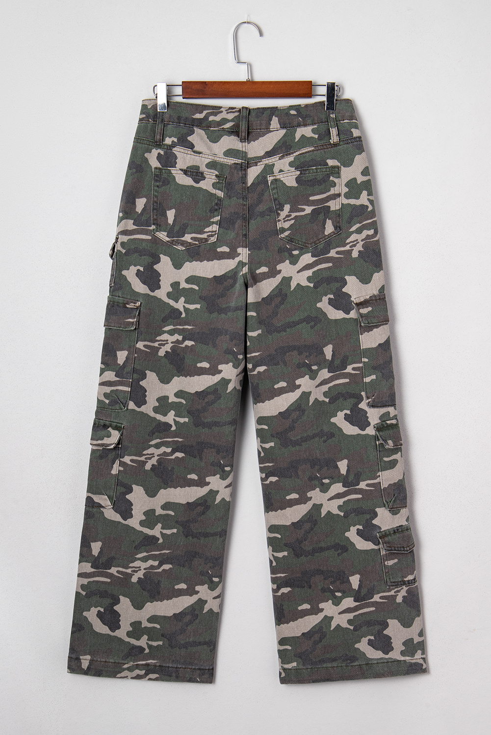 Green Camo Cargo Wide Leg Pants - Image 5