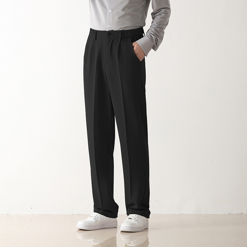 Comfortable commuting ironless suit pants for men, straight leg wide leg casual shorts, loose fitting formal pants - Image 4
