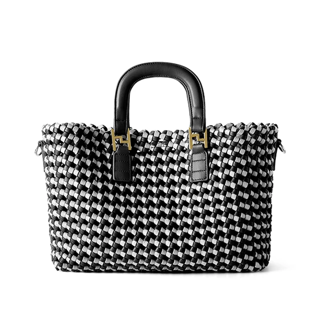 Soft Leather Woven Shoulder Bag Large Fashion Tote Bag Women Top Handle Handbags 2 Pcs Set Luxury Design Crossbody Bag - Image 6